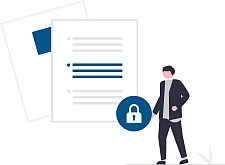 Skizzierung von Dokumenten mit einem Schloss daran